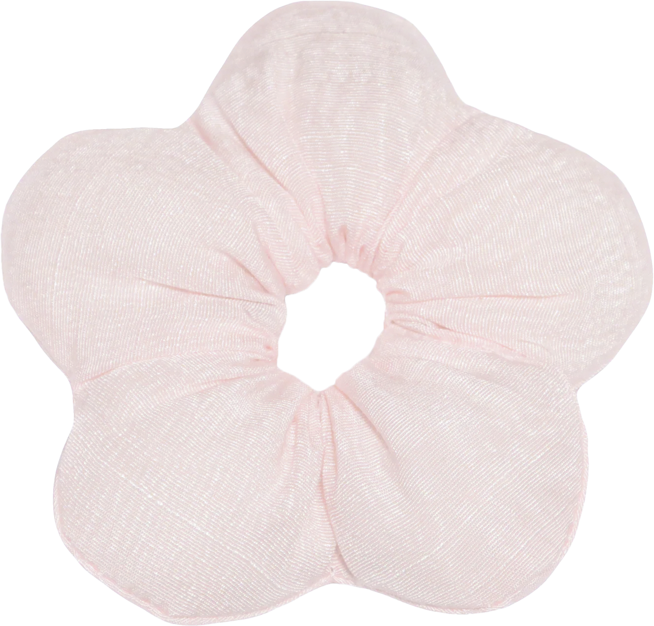 Puffy pink flower hair tie
